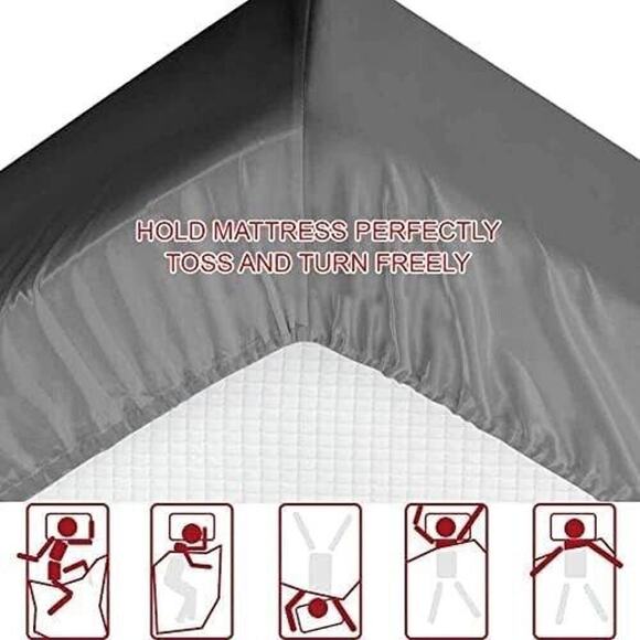 Luxury 100% Viscose Bamboo Cool Softest Bed Sheets Set Deep Pocket Full Gray - Picture 7 of 9